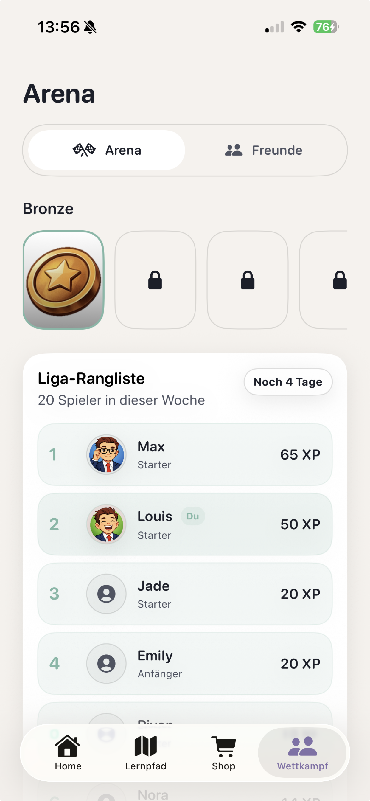 EQEase Arena Rangliste auf dem iPhone